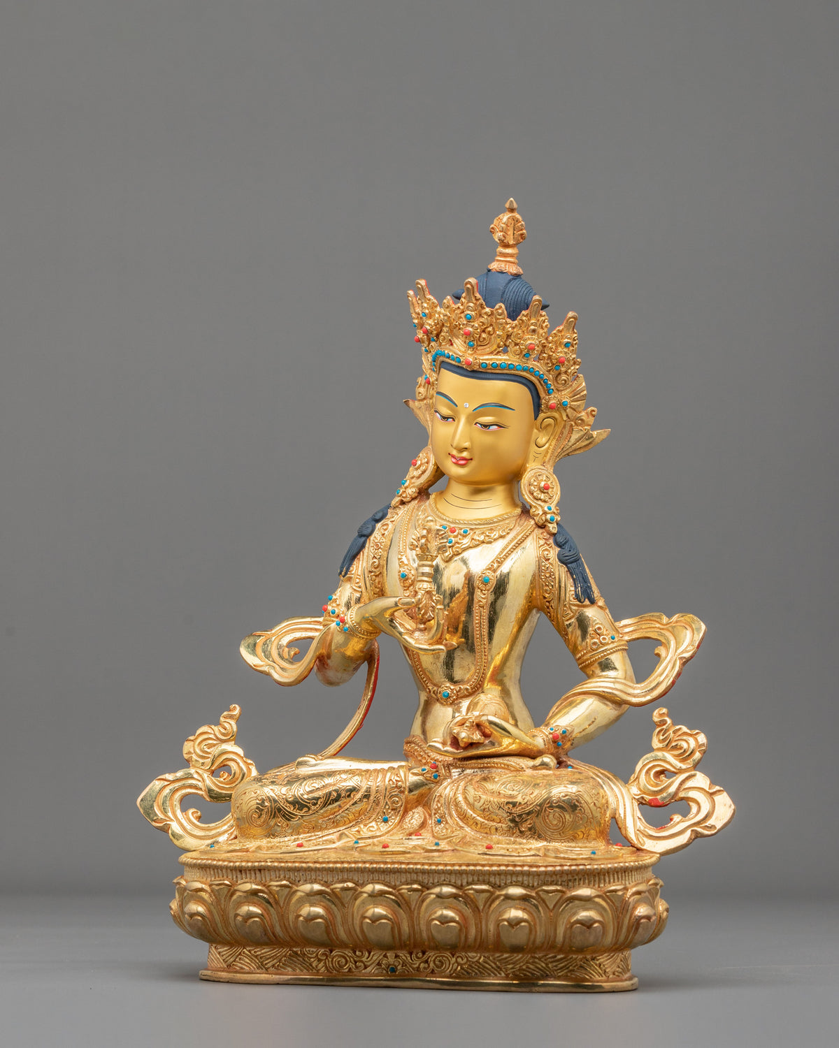 Vajrasattva Traditional Sculpture | 24K Gold Gilded Buddhist Statue