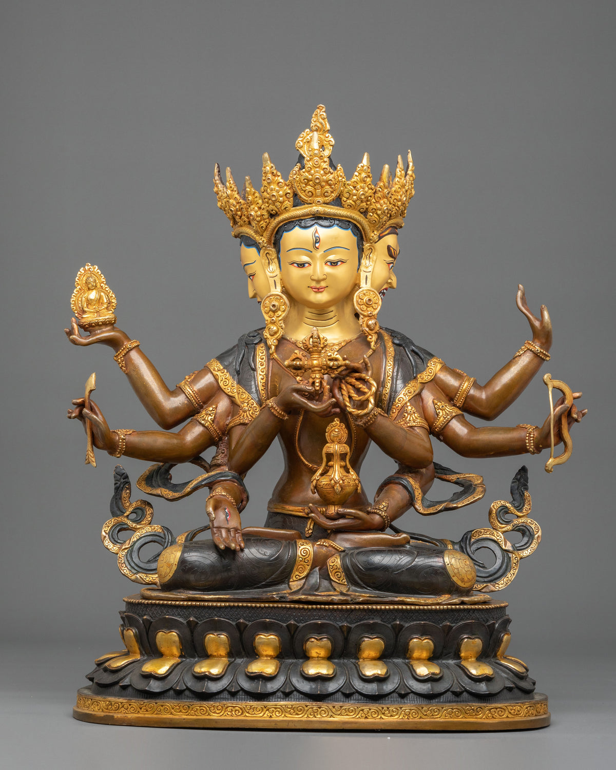 Tibetan Sculpture of Namgyalma | Copper Statue with  24K Gold Gilded