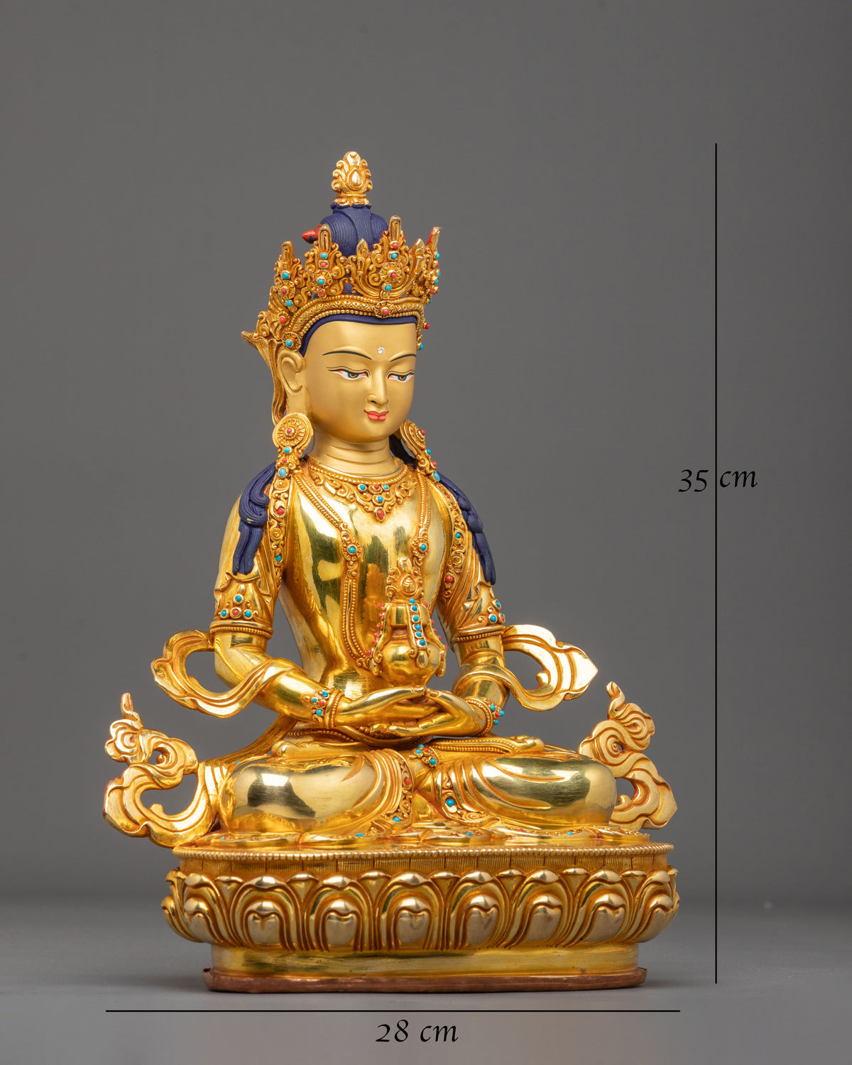 Long Life Buddha Amitayus Copper Statue | Altar Decor for Meditation