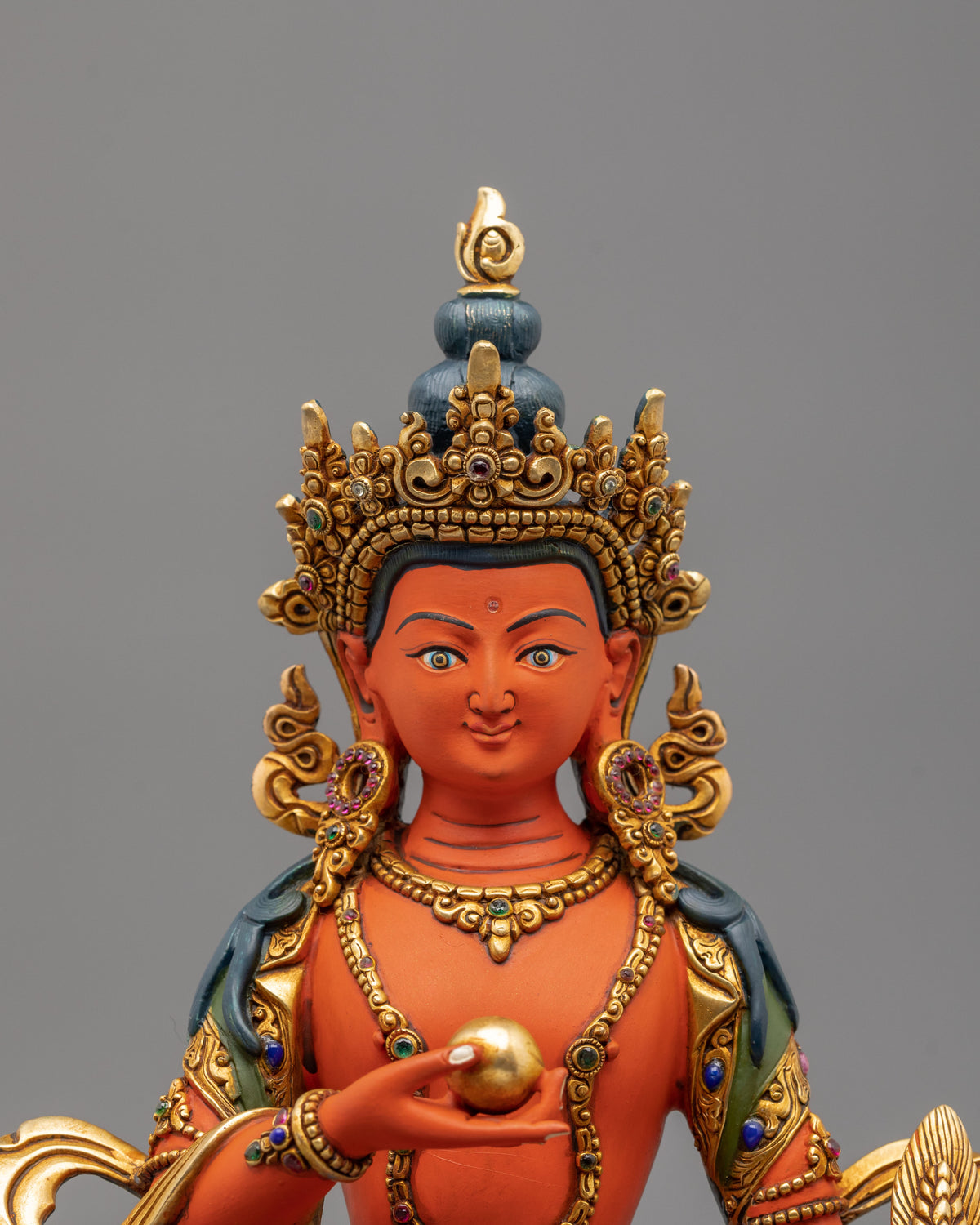 Handmade Kshitigarbha Copper Sculpture | Traditional Buddhist Artwork