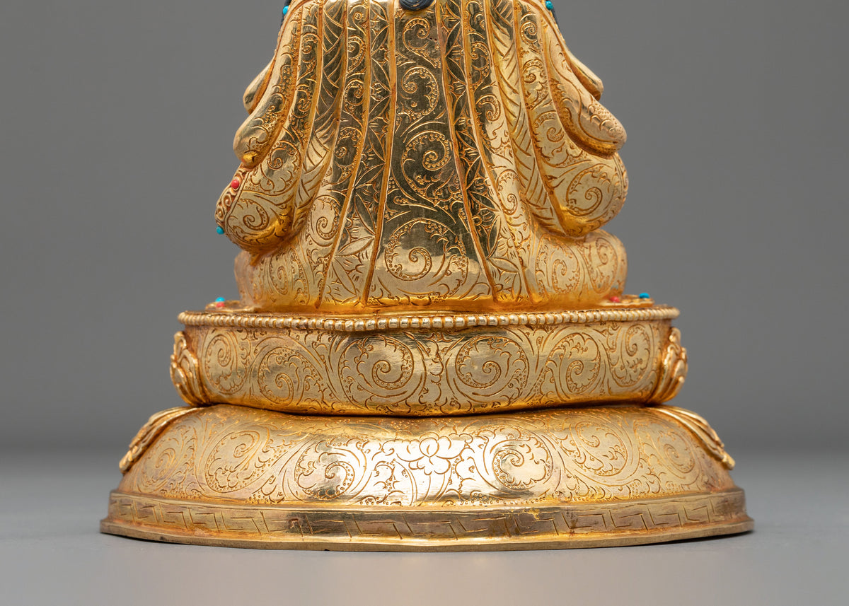 Radiant Gemstones Adorned Guru Tsokye Dorje Sculpture