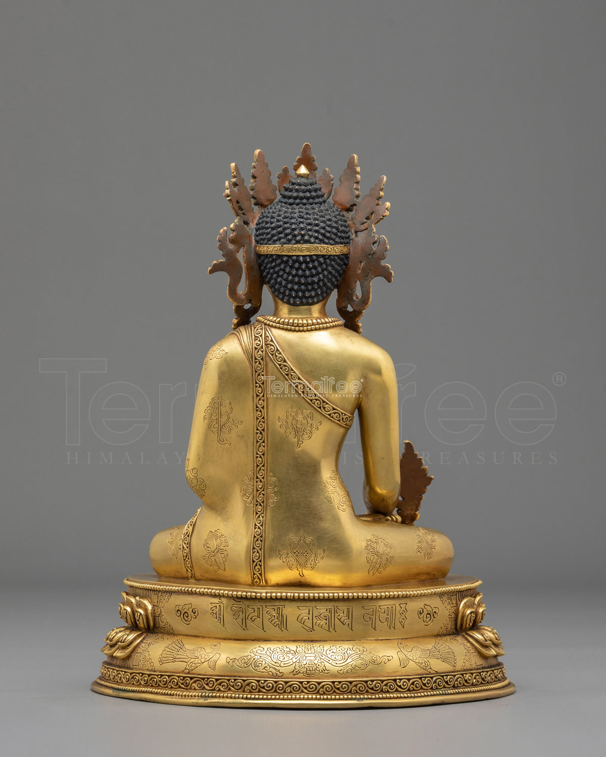 Medicine Buddha Healing Nectar Sculpture | 24K Gold Gilded Buddhist Artwork