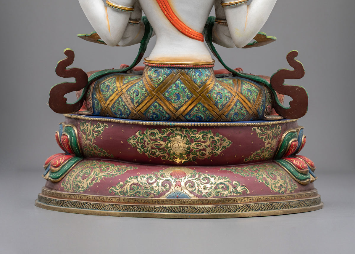 Chenrezig 24K Gold Coated Copper Figurine | Buddhist Shrine
