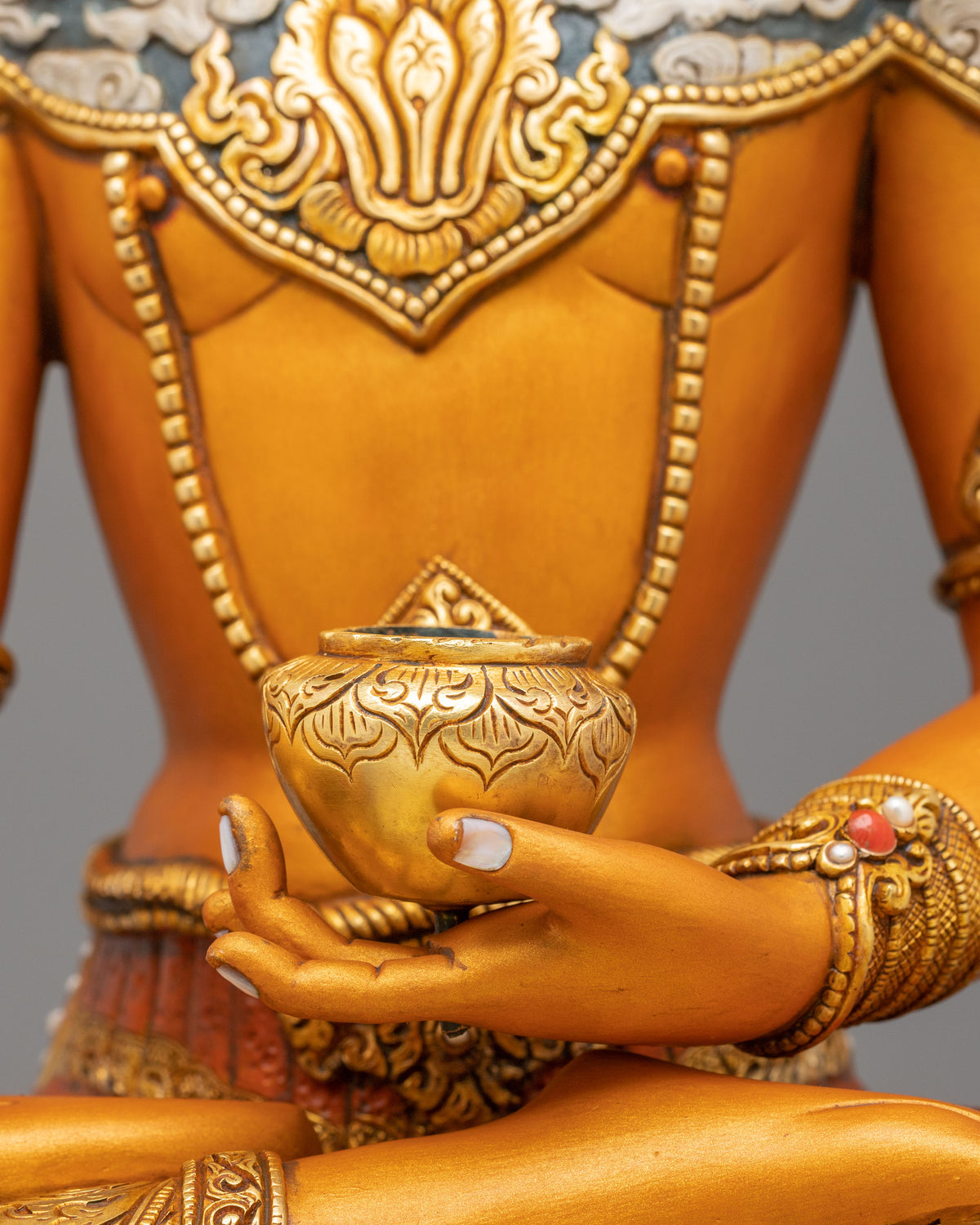 handmade 24k gold glided crown shakyamuni buddha statue