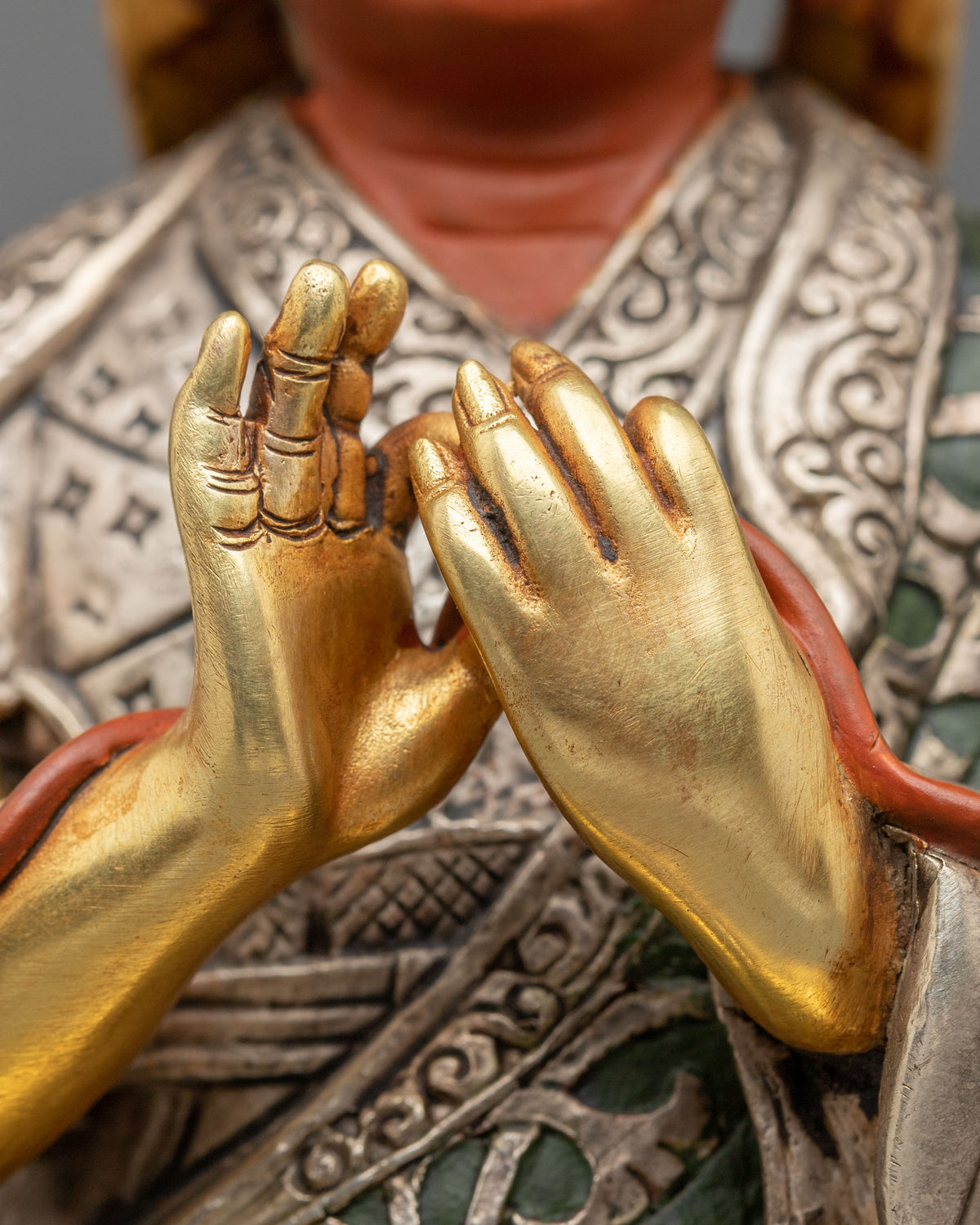 Handcrafted Gelug Lineage Statue of Tsongkhapa with Khedrup Je and Gyaltsab Je