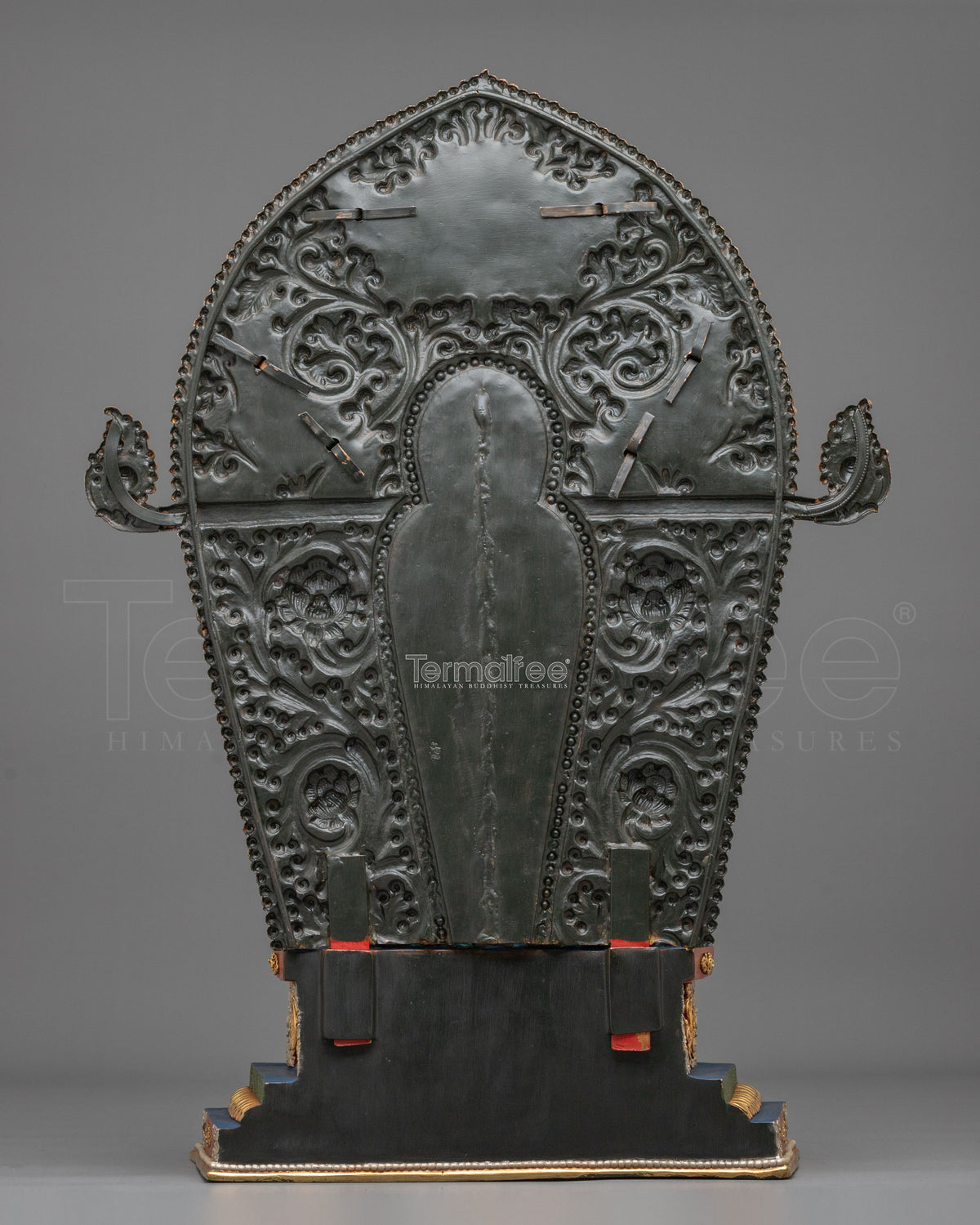 24K Gold Gilded Maitreya Buddha Copper Sculpture with Gemstones Inlays