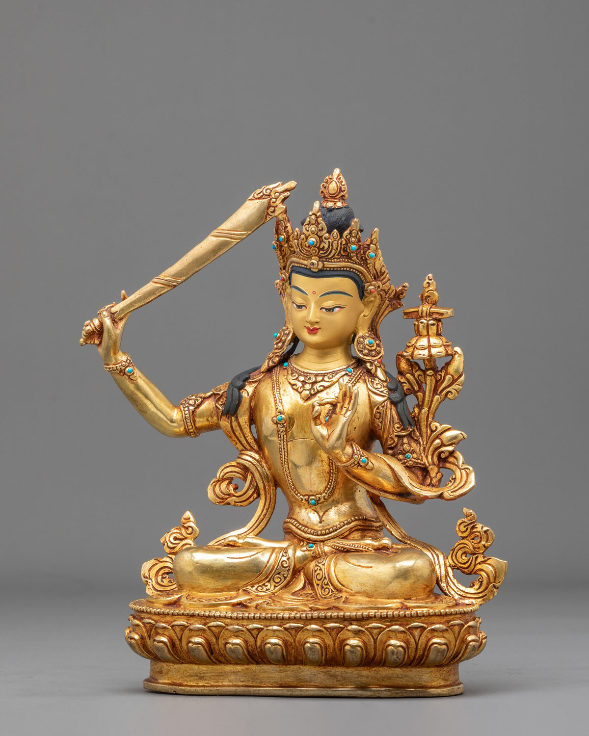 Divine Manjushri Hand Carved Sculpture | Bodhisattva of Supreme Wisdom