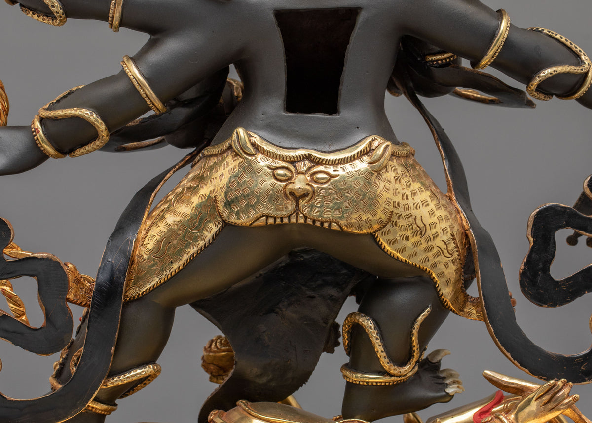 Six-Armed Mahakala Wrathful Guardian Statue | Himalayan Buddhist Shrine Art