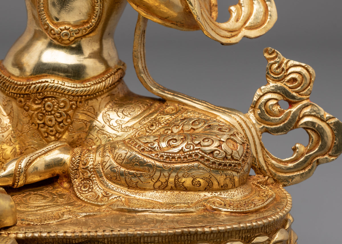 Goddess Green Tara Copper Sculpture | 24K Gold Gilded Buddhist Statue