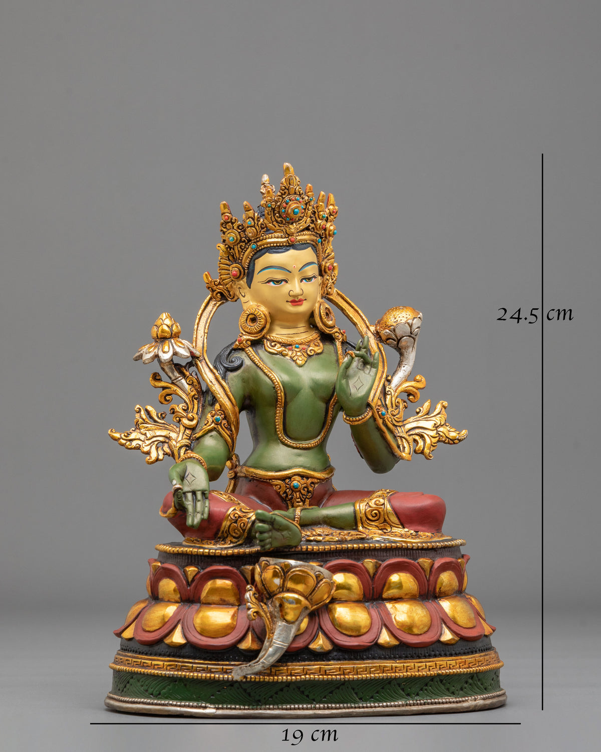Green Tara Vajrayana Liberation Sculpture | Himalayan Buddhist Shrine Art