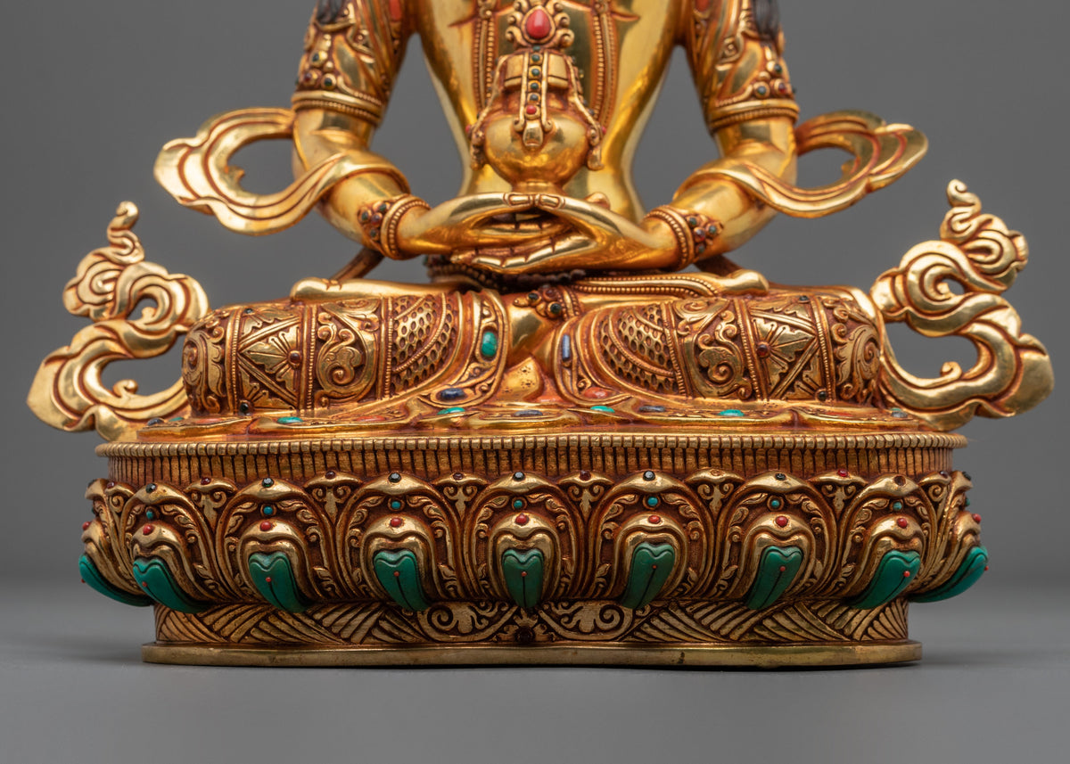Amitayus 24k Gold Coated Sculpture | Buddha of Infinite Life and Longevity