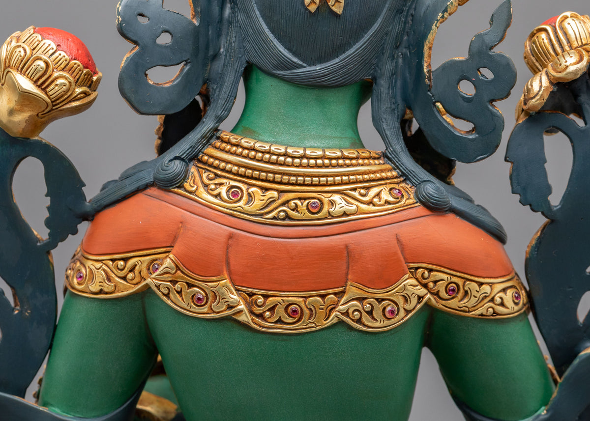 Green Tara Swift Compassion Sculpture | Goddess of Protection and Mercy