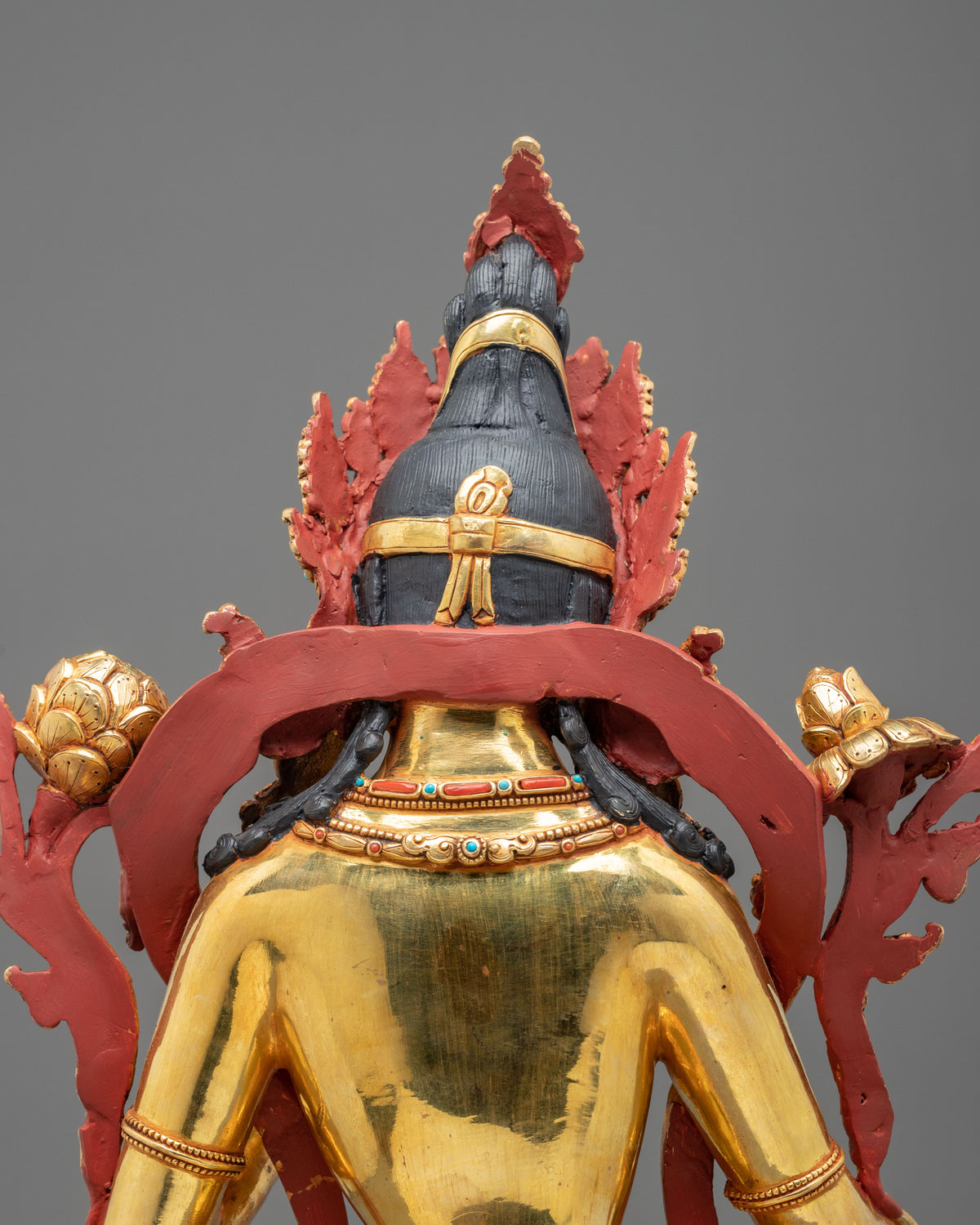 Green Tara Statue: 24K Gold Gilded Buddhist Sculpture