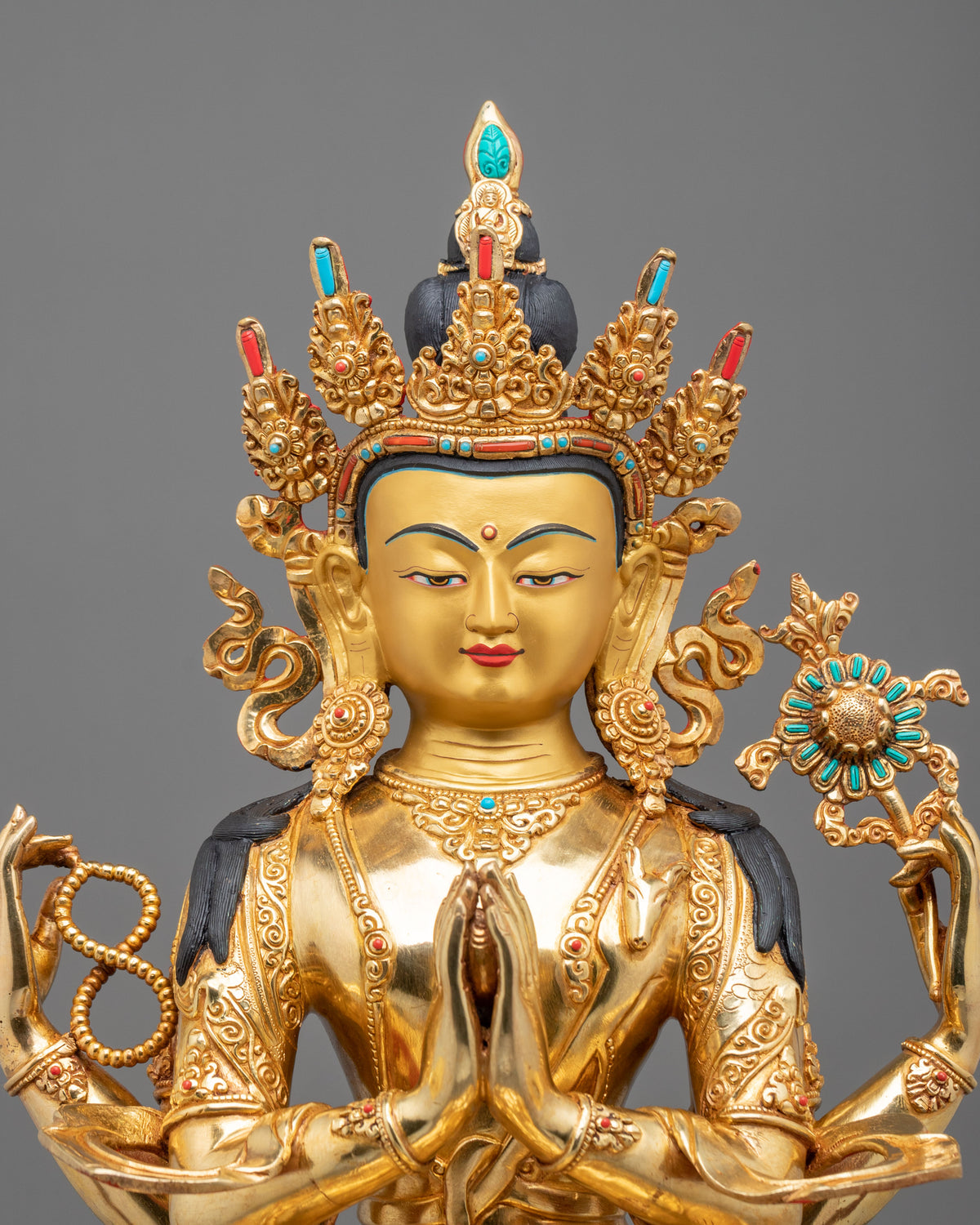 Chenrezig Great Compassion Bodhisattva Statue | 24K Gold Gilded Sculpture
