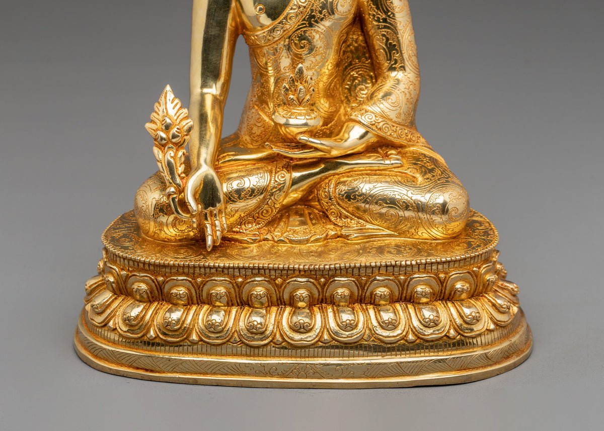 Medicine Buddha 24K Gold Gilded Copper Statue