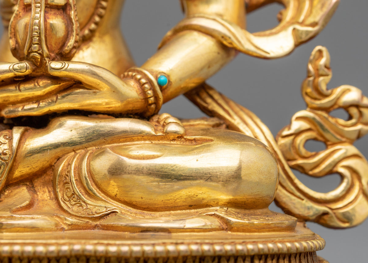 24k Gold Coated Amitayus Sculpture | Buddha of Longevity