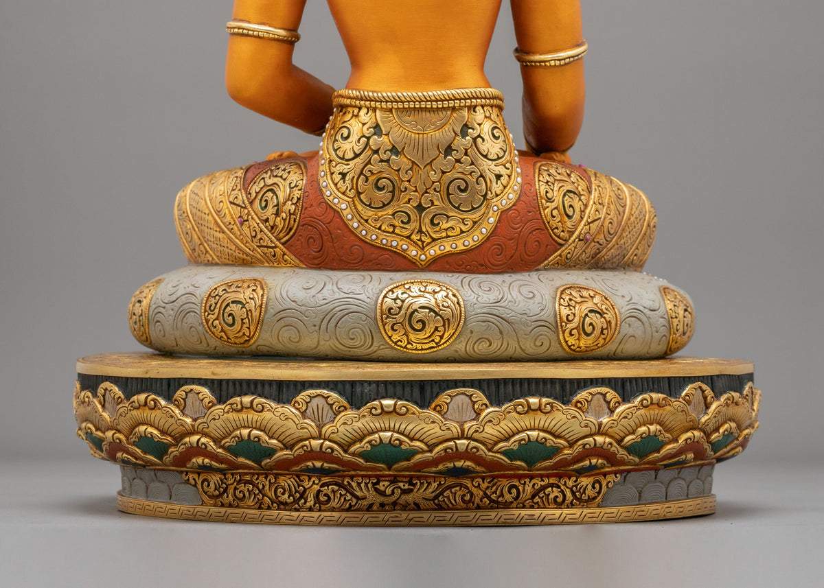 handmade 24k gold glided crown shakyamuni buddha statue