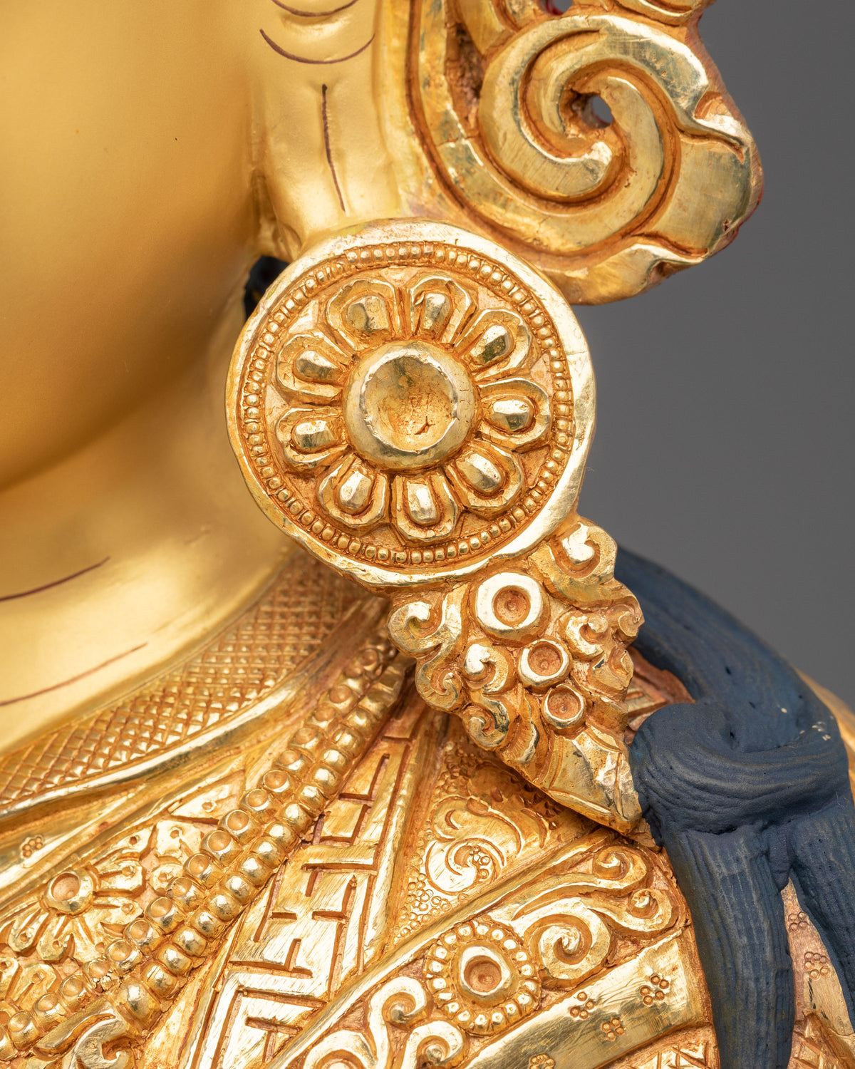 24K Gold Gilded Sacred Sculpture of Guru Rinpoche