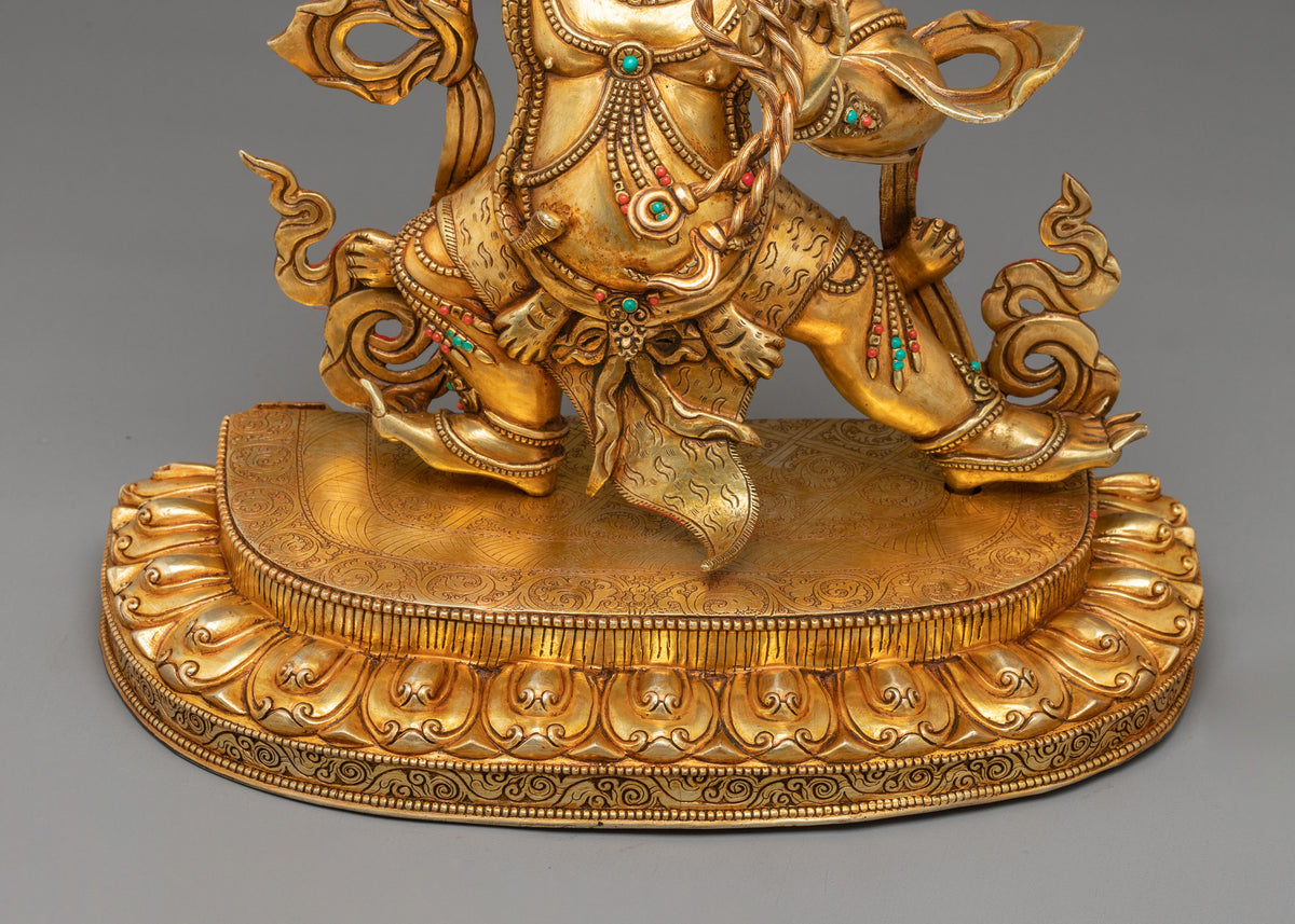 Vajrapani Wrathful Deity Statue | 24K Gold Gilded Copper Statue