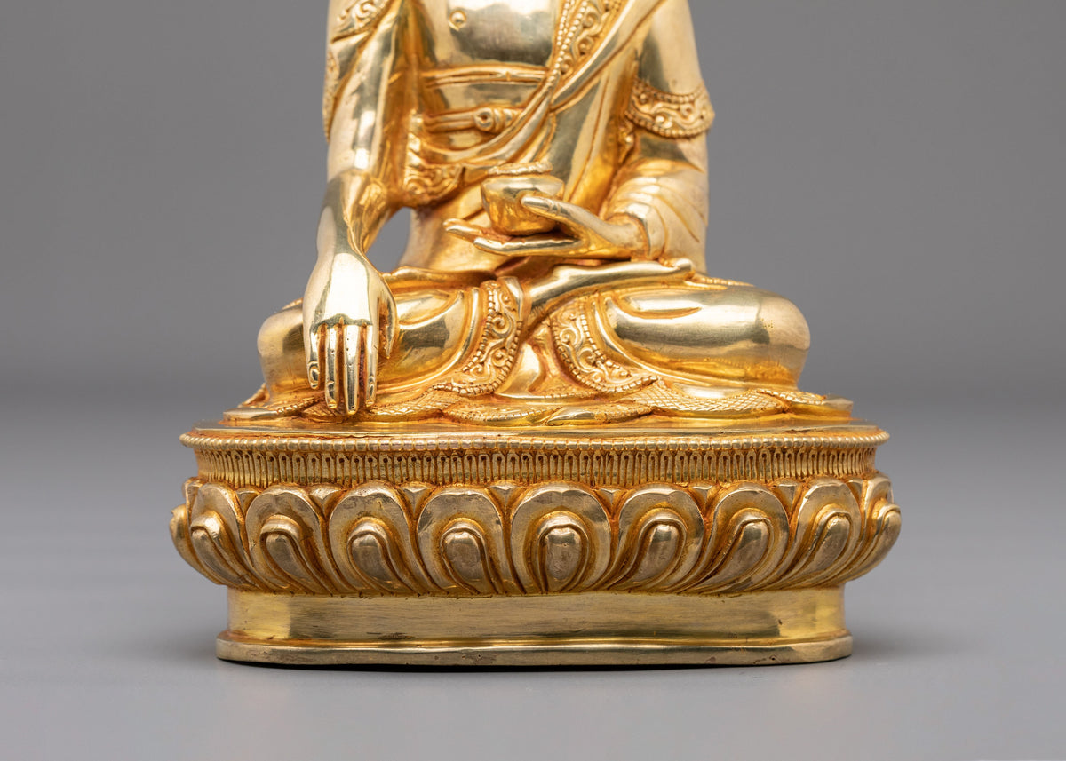 24K Gold-Coated Shakyamuni Buddha Copper Sculpture