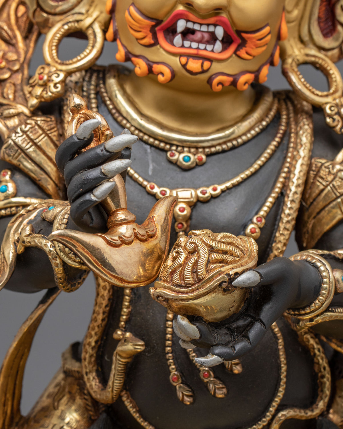 Six-Armed Mahakala Wrathful Guardian Statue | Himalayan Buddhist Shrine Art