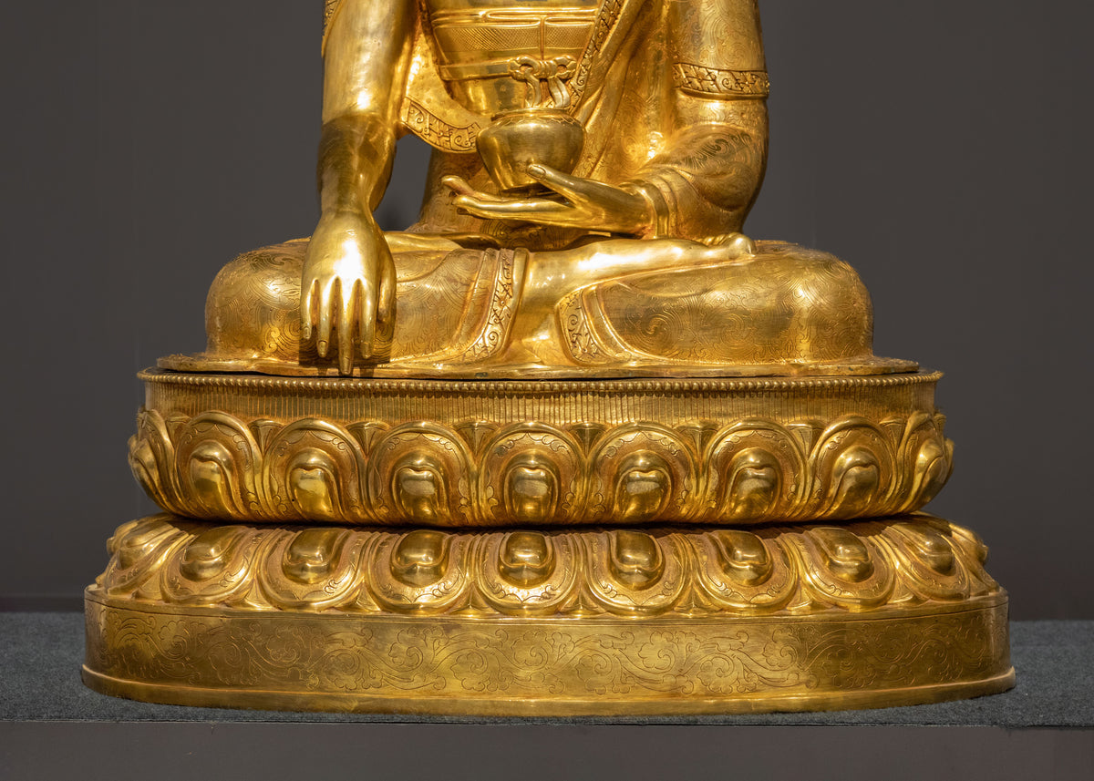 Crown Shakyamuni Buddha 24K Gold Coated Sculpture