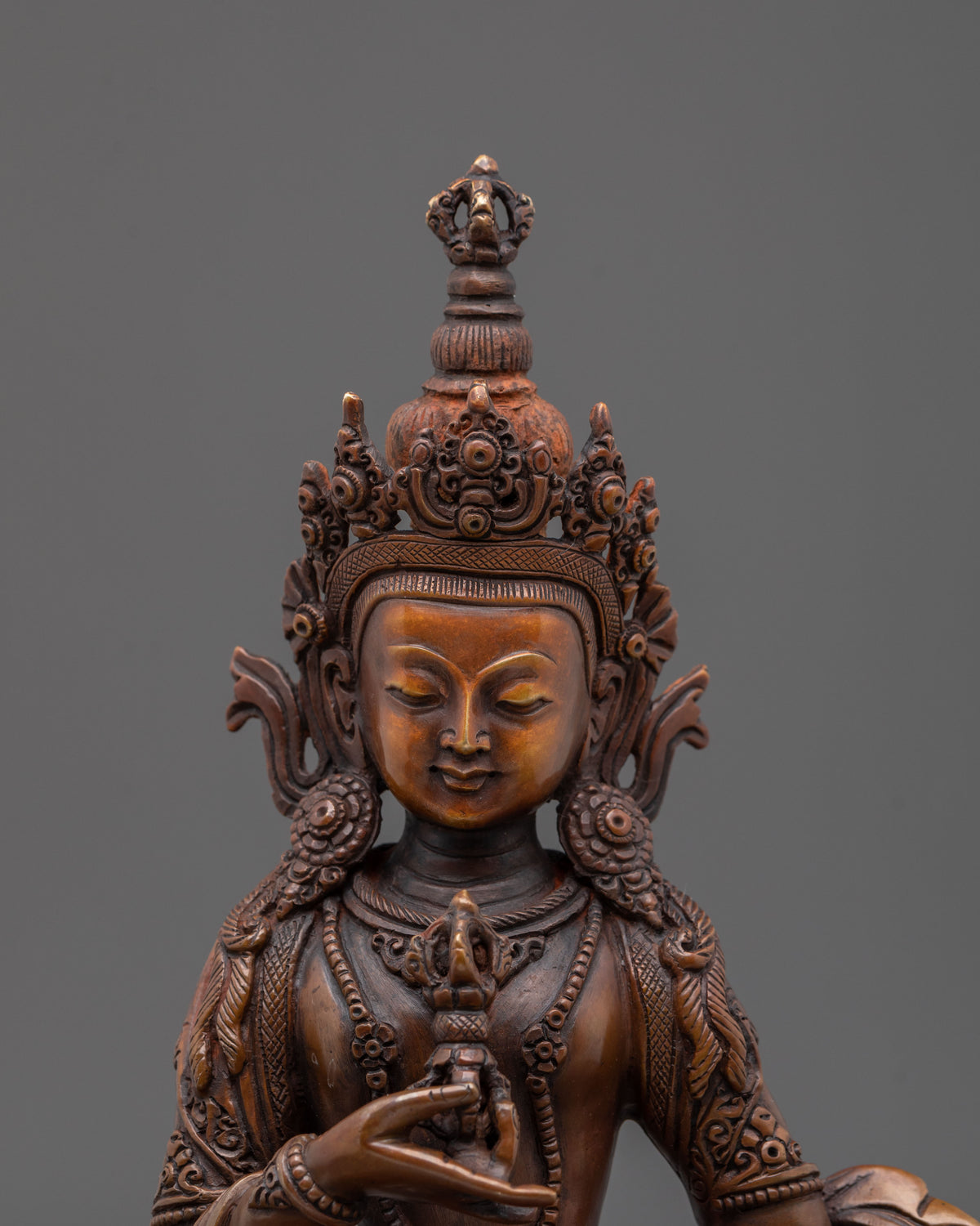 Vajrasattva Sacred Statue | Oxidized Copper Figurine for Altar