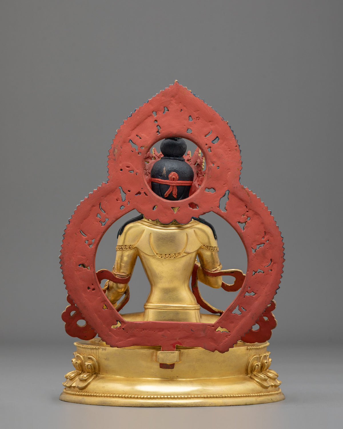 24k Gold Gilded Kshitigarbha Statue | Sacred Copper Figurine