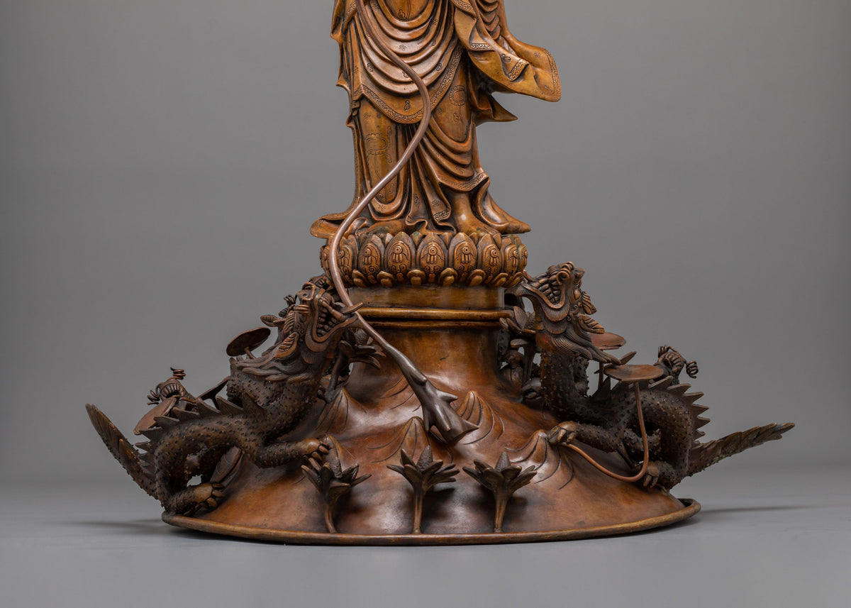 Chinese Standing Buddha Spiritual Statue | Handmade Traditional Sacred Sculpture