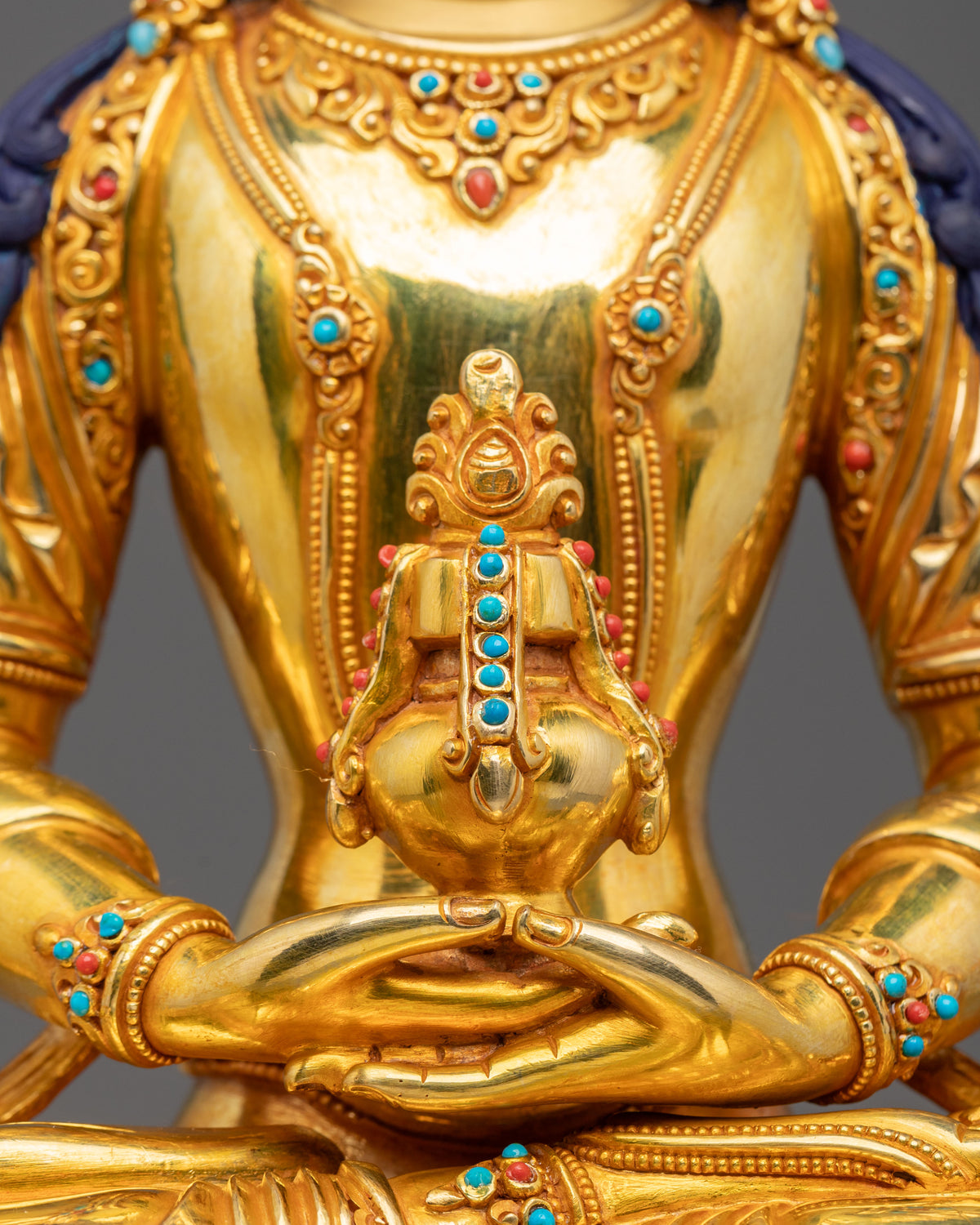 Long Life Buddha Amitayus Copper Statue | Altar Decor for Meditation