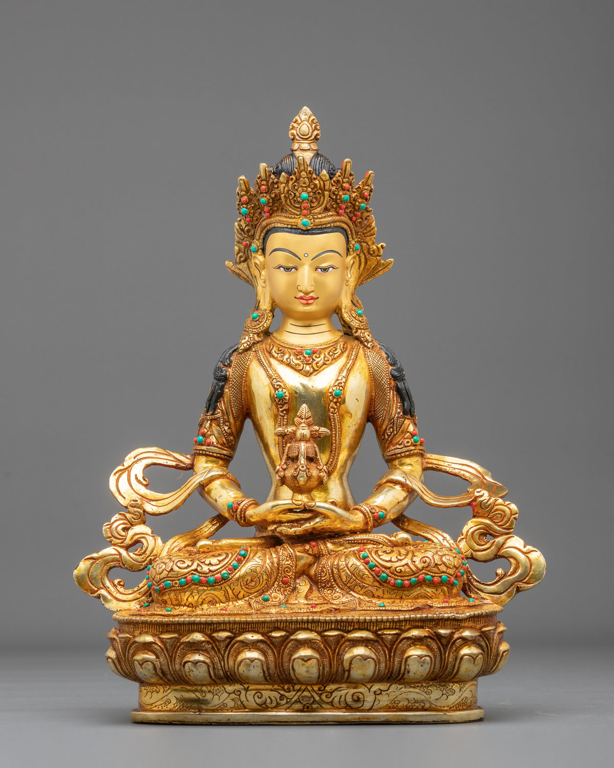 Amitayus 24K Gold Glided Statue:  Buddha of Long Life