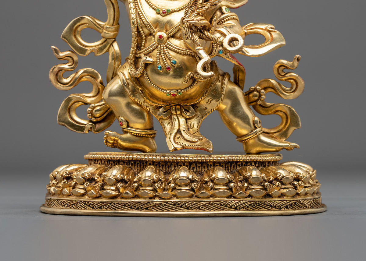 Vajrapani 24K Gold Gilded Sculpture: Wrathful Protector and Holder of the Vajra