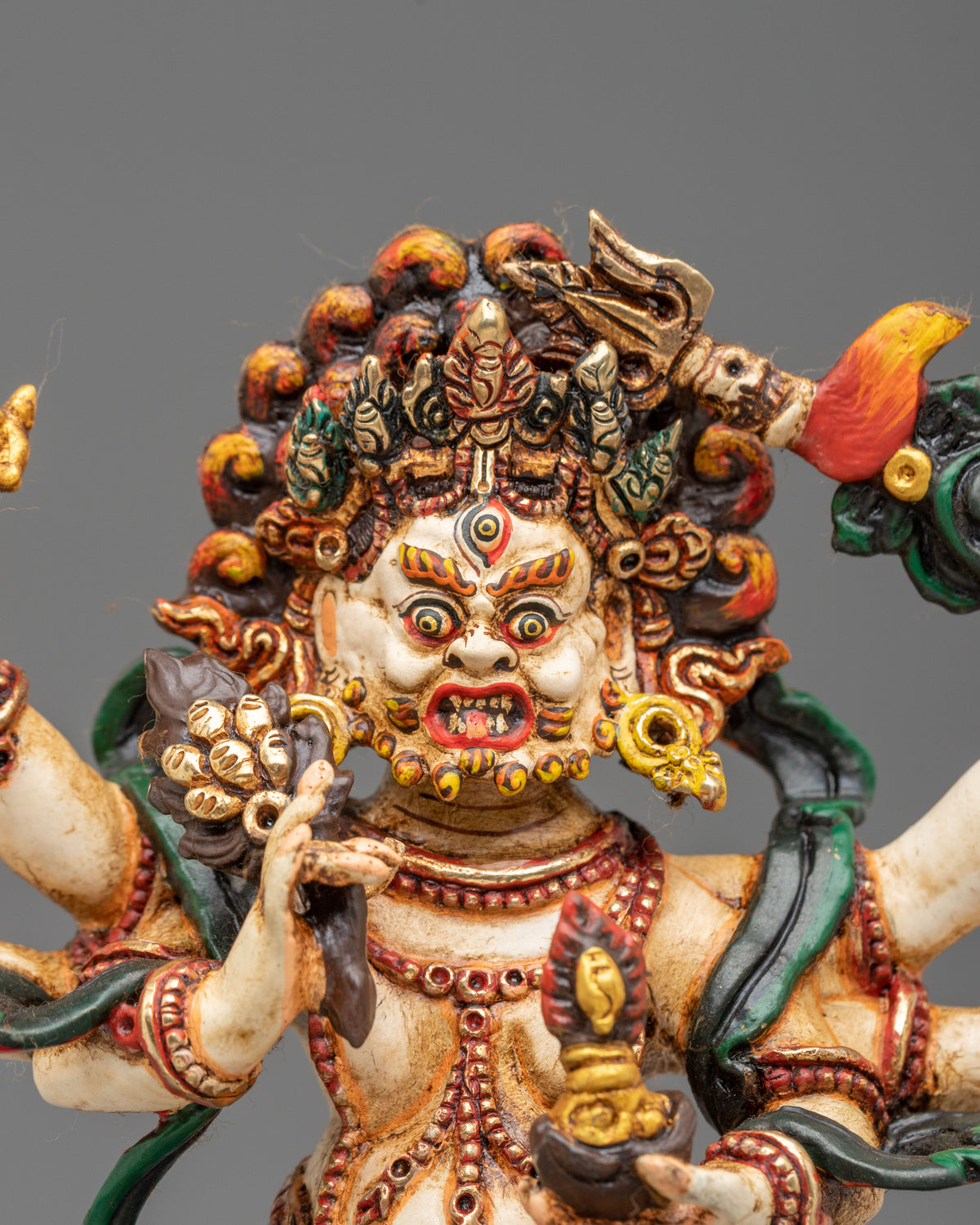 White Mahakala Sculpture | Altar Home Decor