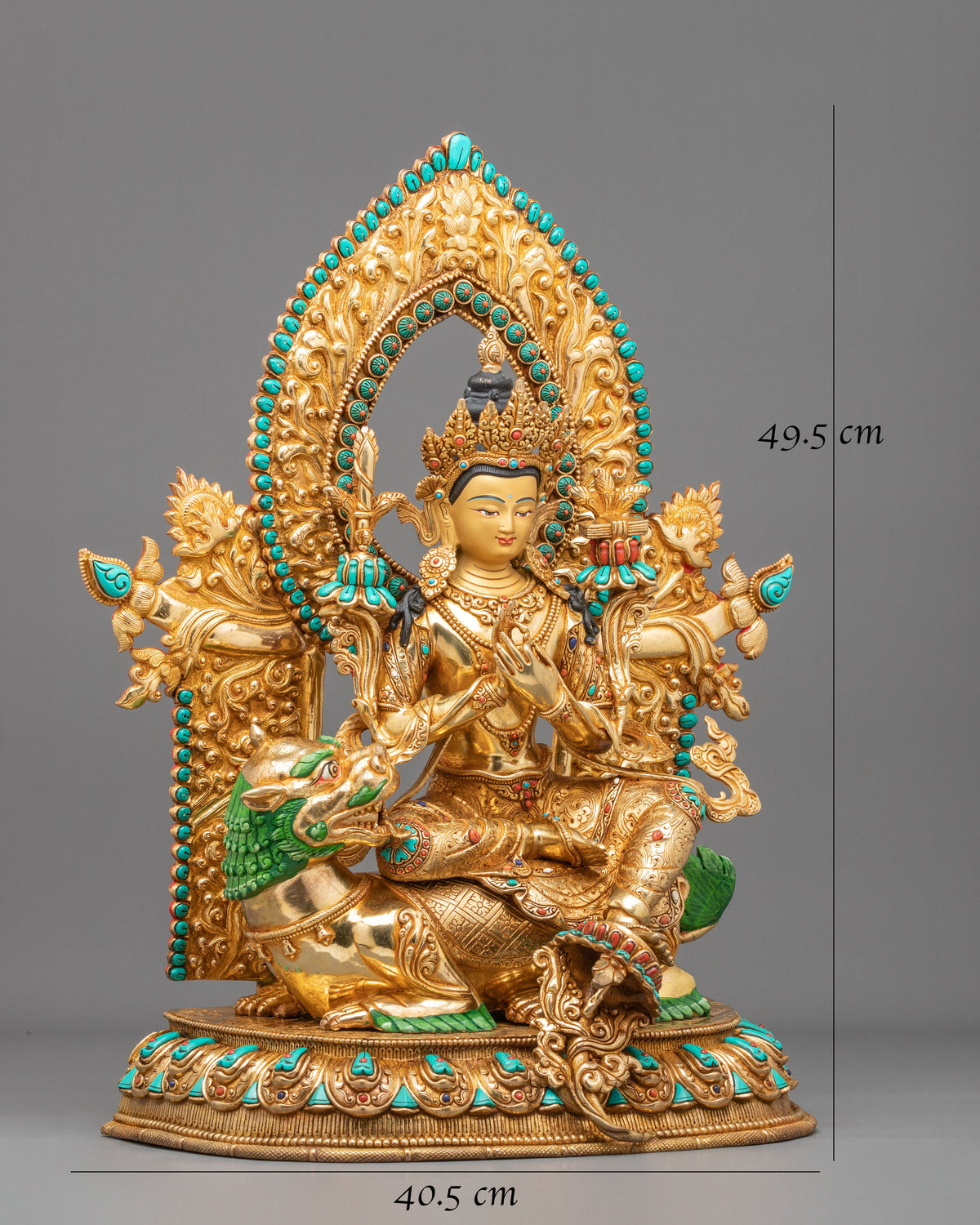Tikshna Manjushri 24K Gold Gilded Sculpture | Traditional Buddhist Artwork of Sharp Wisdom