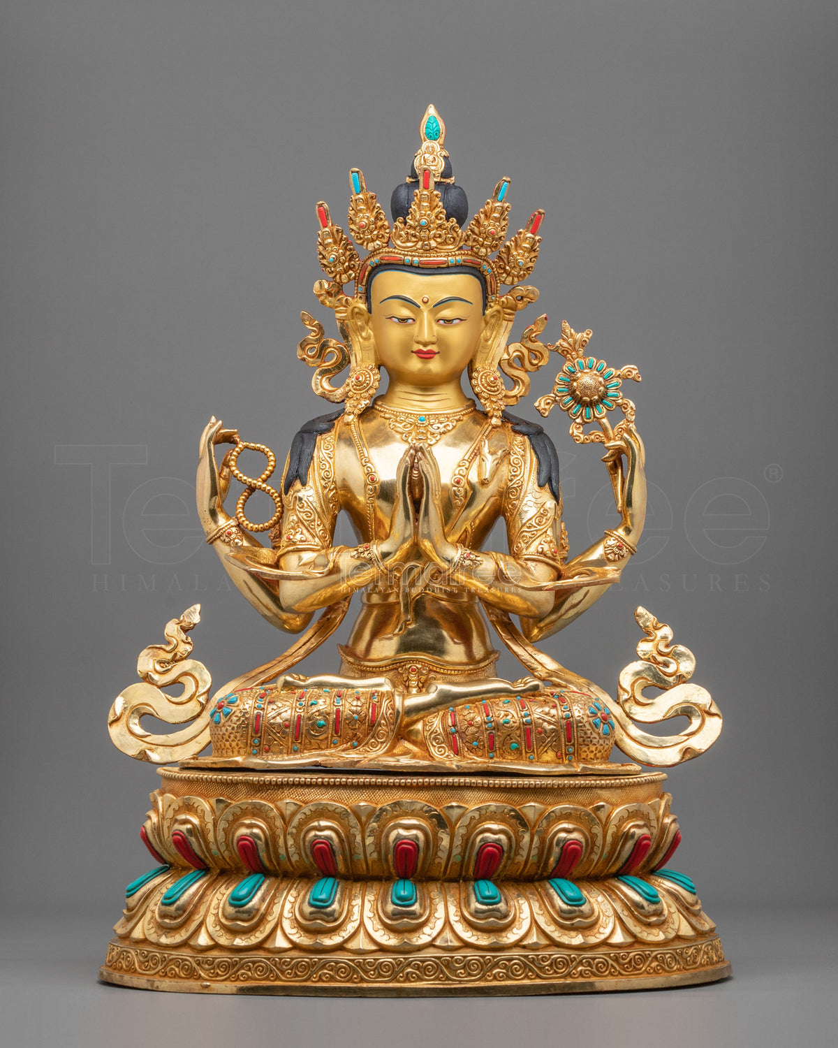 Chenrezig Great Compassion Bodhisattva Statue | 24K Gold Gilded Sculpture