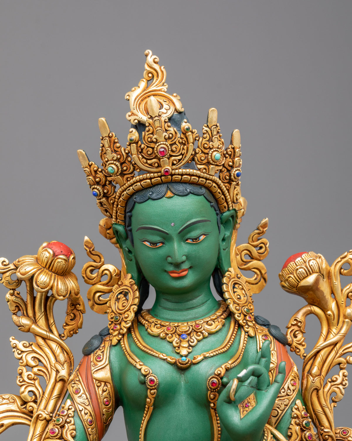 Green Tara Swift Compassion Sculpture | Goddess of Protection and Mercy