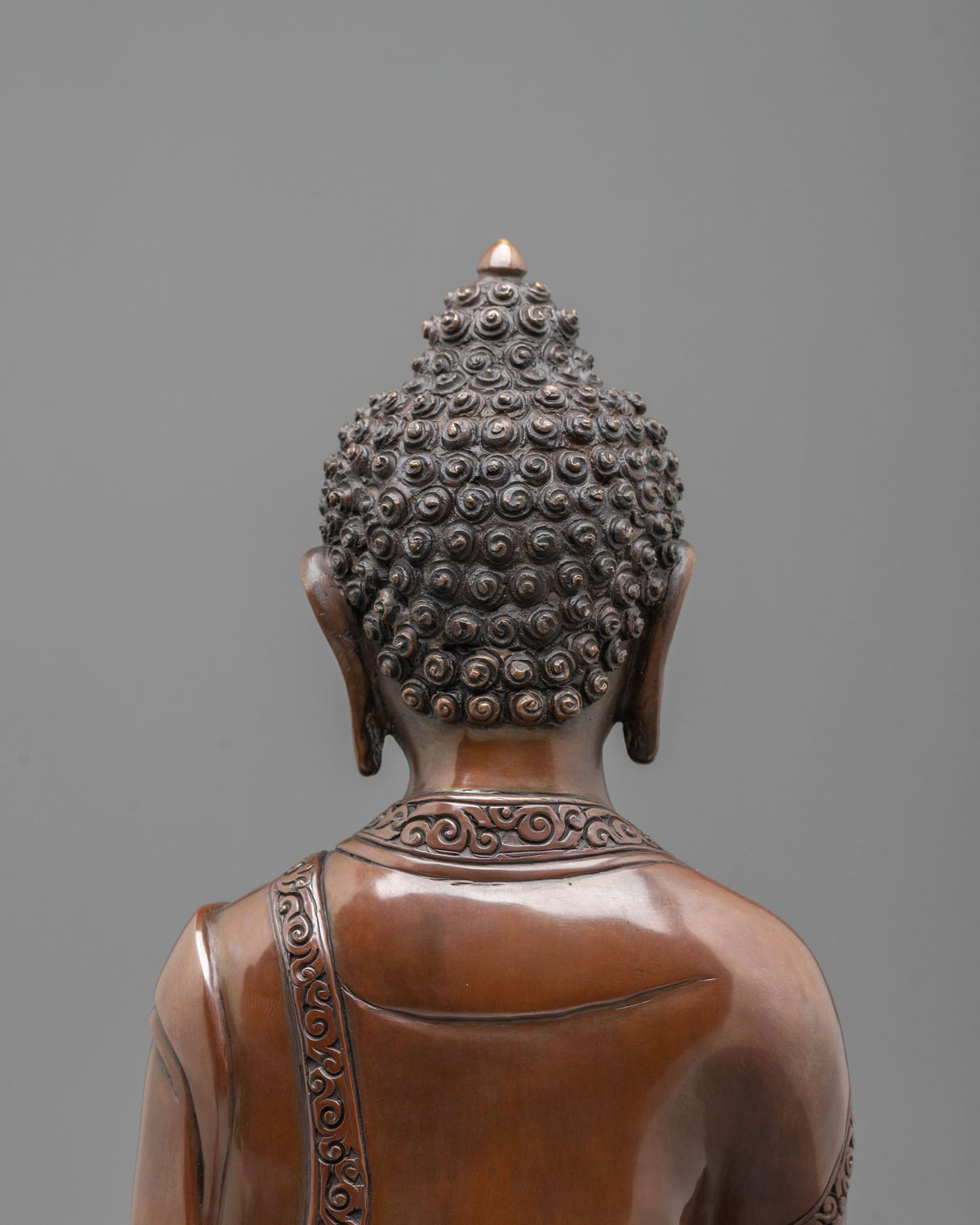 Shakyamuni Buddha Statue: Oxidized Copper Buddhist Sculpture