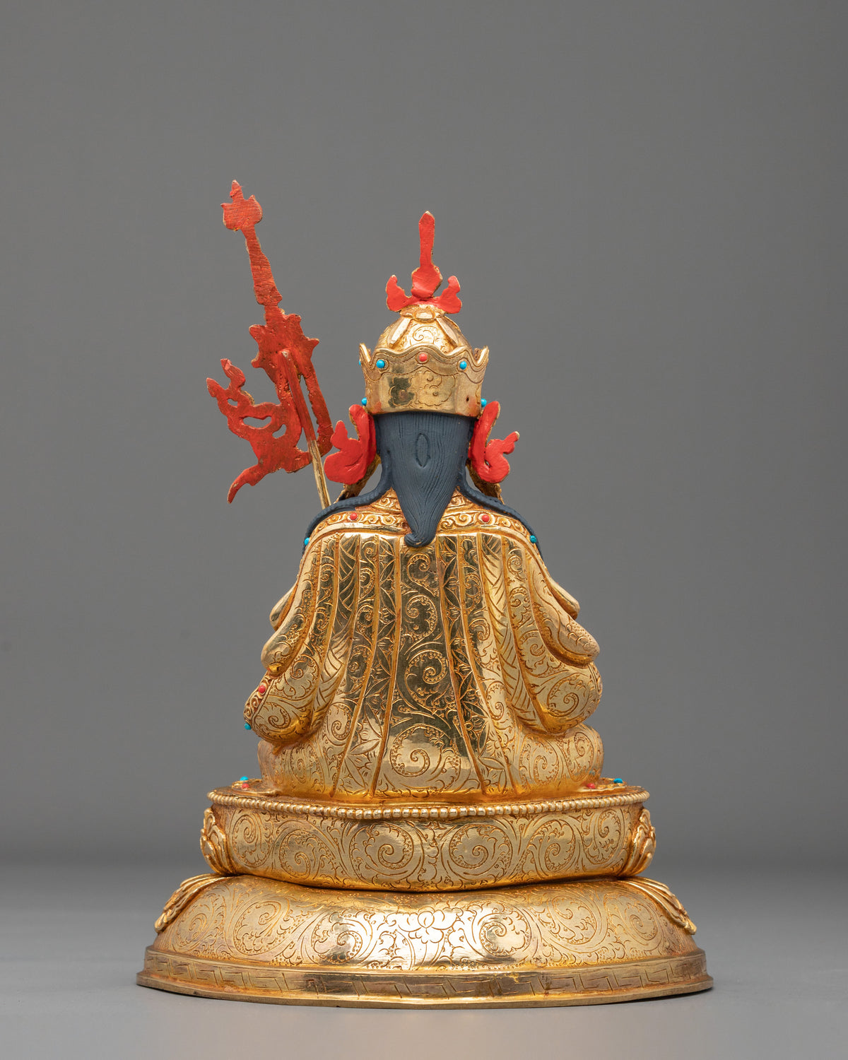 Radiant Gemstones Adorned Guru Tsokye Dorje Sculpture