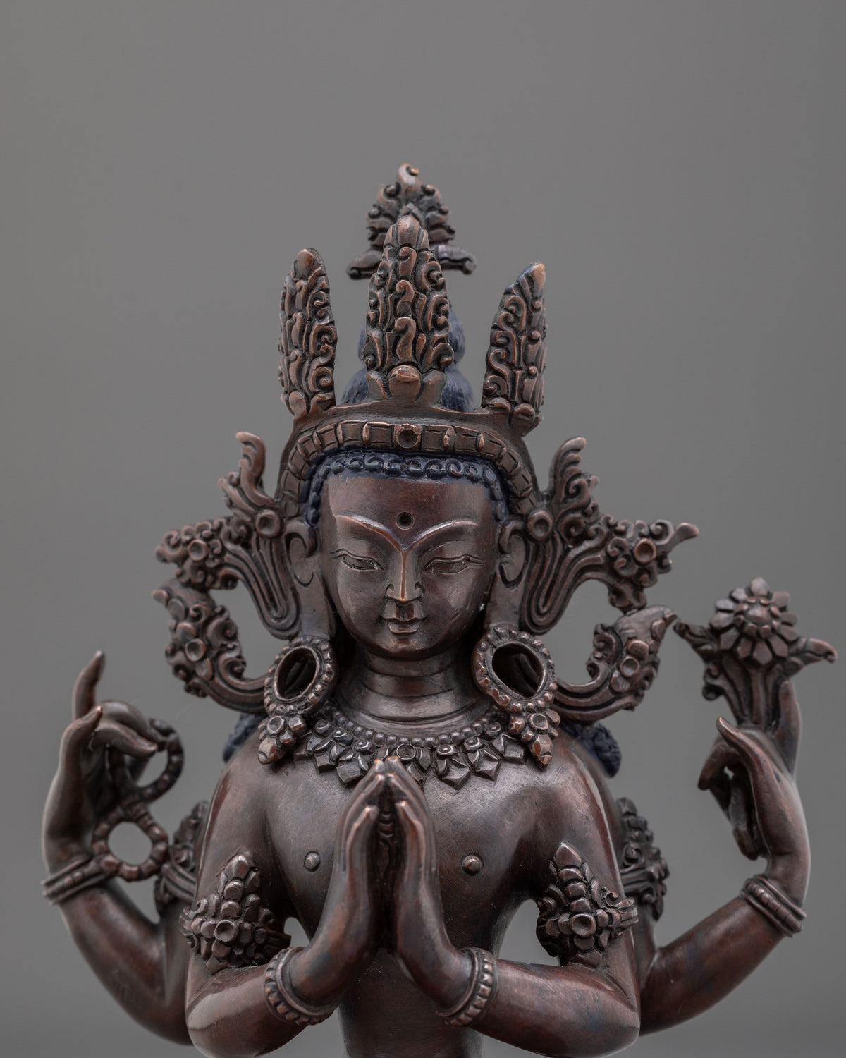 Chenrezig Oxidized Copper Handcrafted Statue
