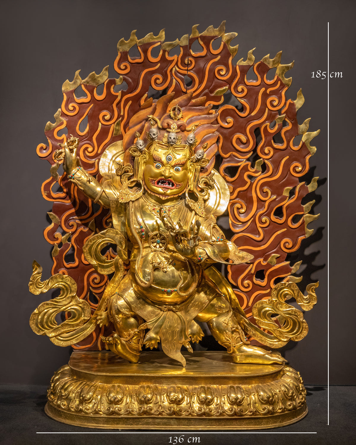Vajrapani 24K Gold Gilded Sculpture: Guardian of Power