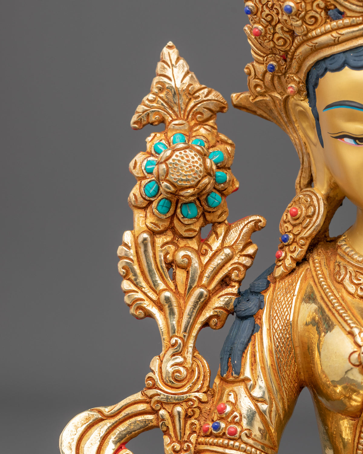 White Tara Gemstones Adorned Sculpture
