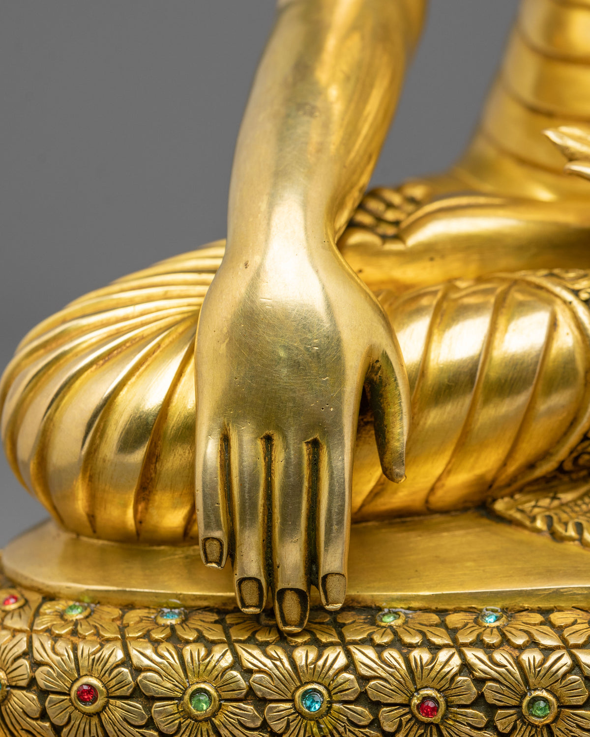 Shakyamuni Buddha 24K Gold Gilded Traditional Sculpture | Himalayan Sacred Altar Decor