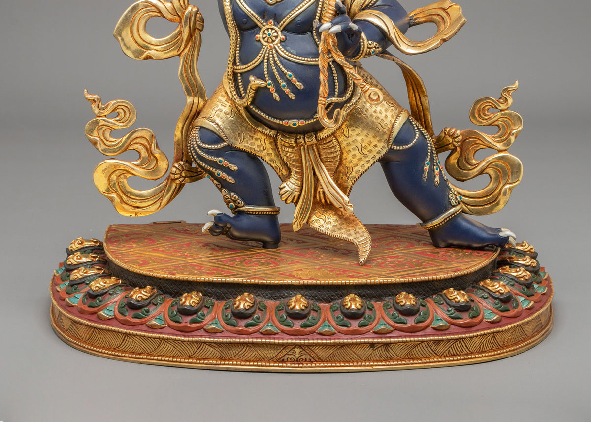 Vajrapani Wrathful Bodhisattva Sculpture | 24K Gold Gilded Buddhist Protector Statue