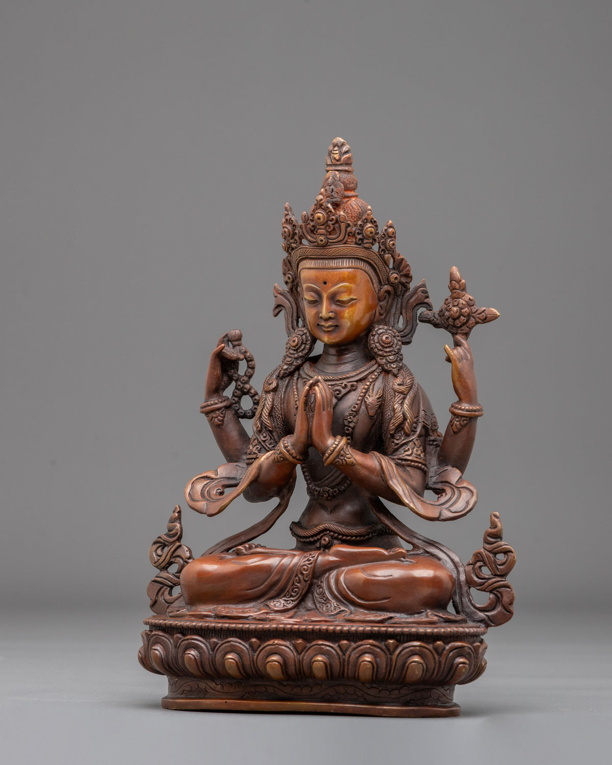 Chenrezig Sacred Statue | Oxidized Copper Lord of Compassion