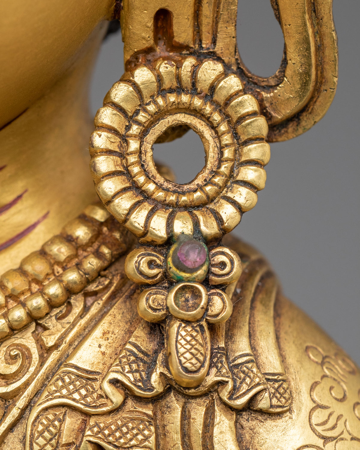 Medicine Buddha Healing Nectar Sculpture | 24K Gold Gilded Buddhist Artwork