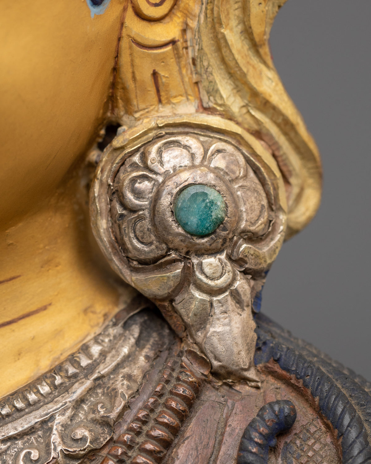Tibetan Figurine of Goddess Green Tara | 24K Gold Gilded Buddhist Statue