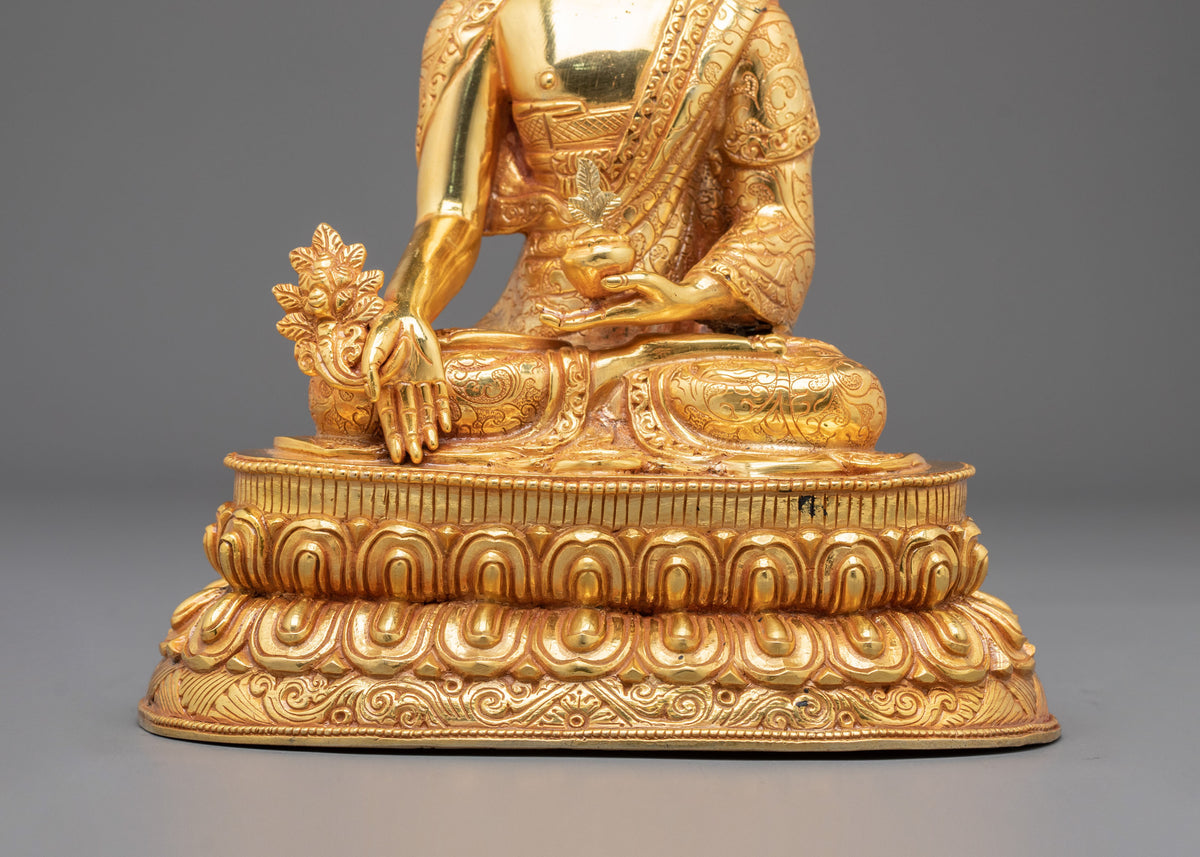 Medicine Buddha 24K Gold Gilded Statue of Healing