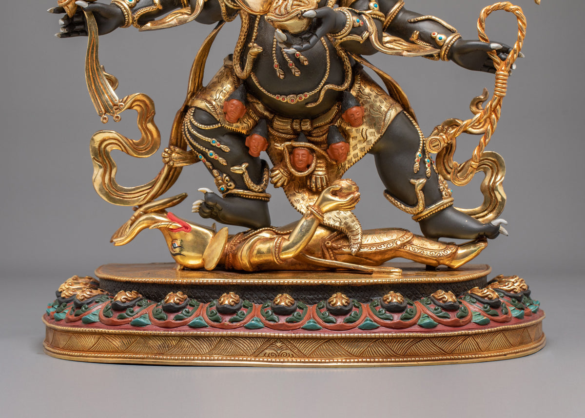 Six-Armed Mahakala Wrathful Guardian Statue | Himalayan Buddhist Shrine Art