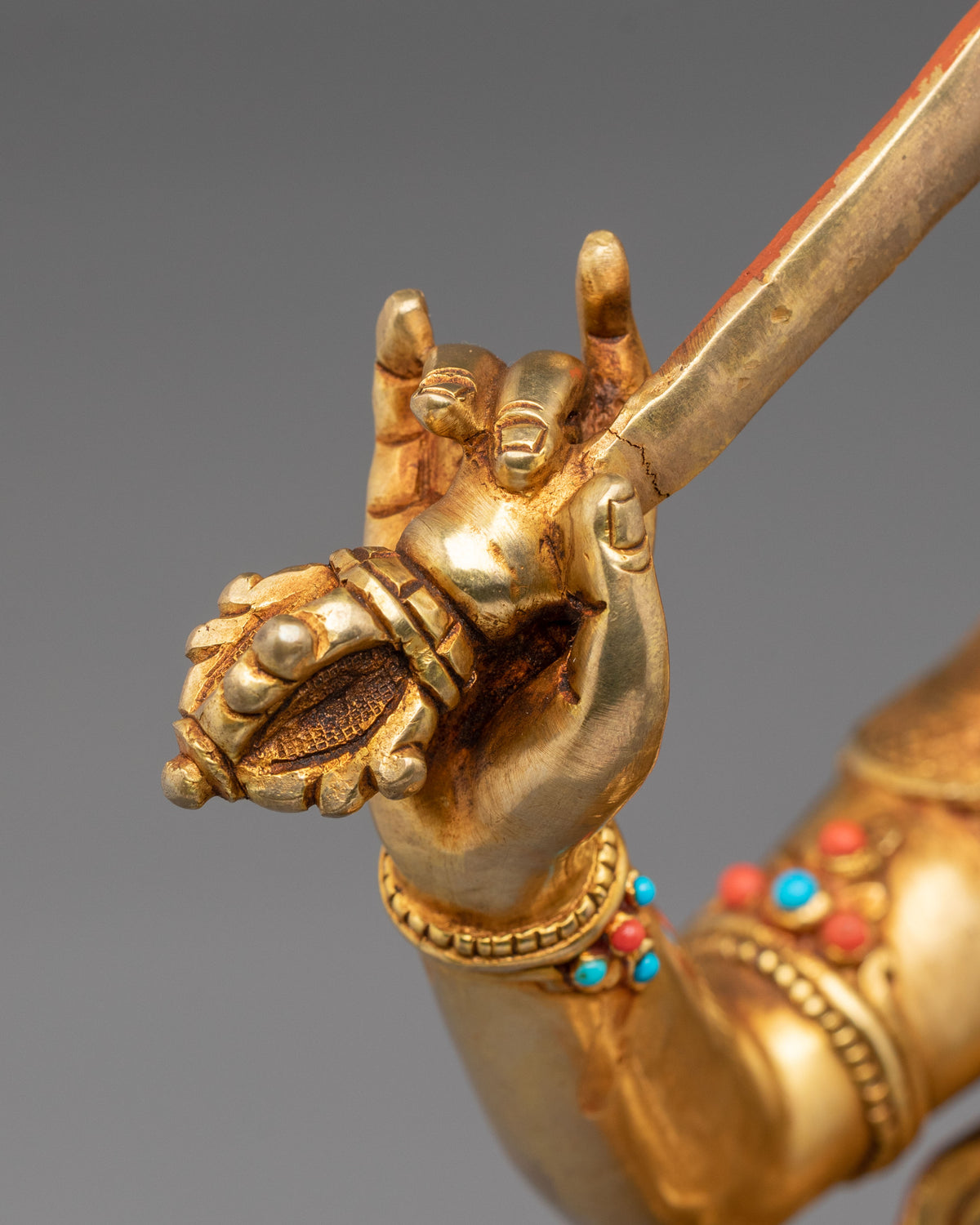 Manjushri Buddhist Golden Handmade Statue | Sacred Meditation Altar