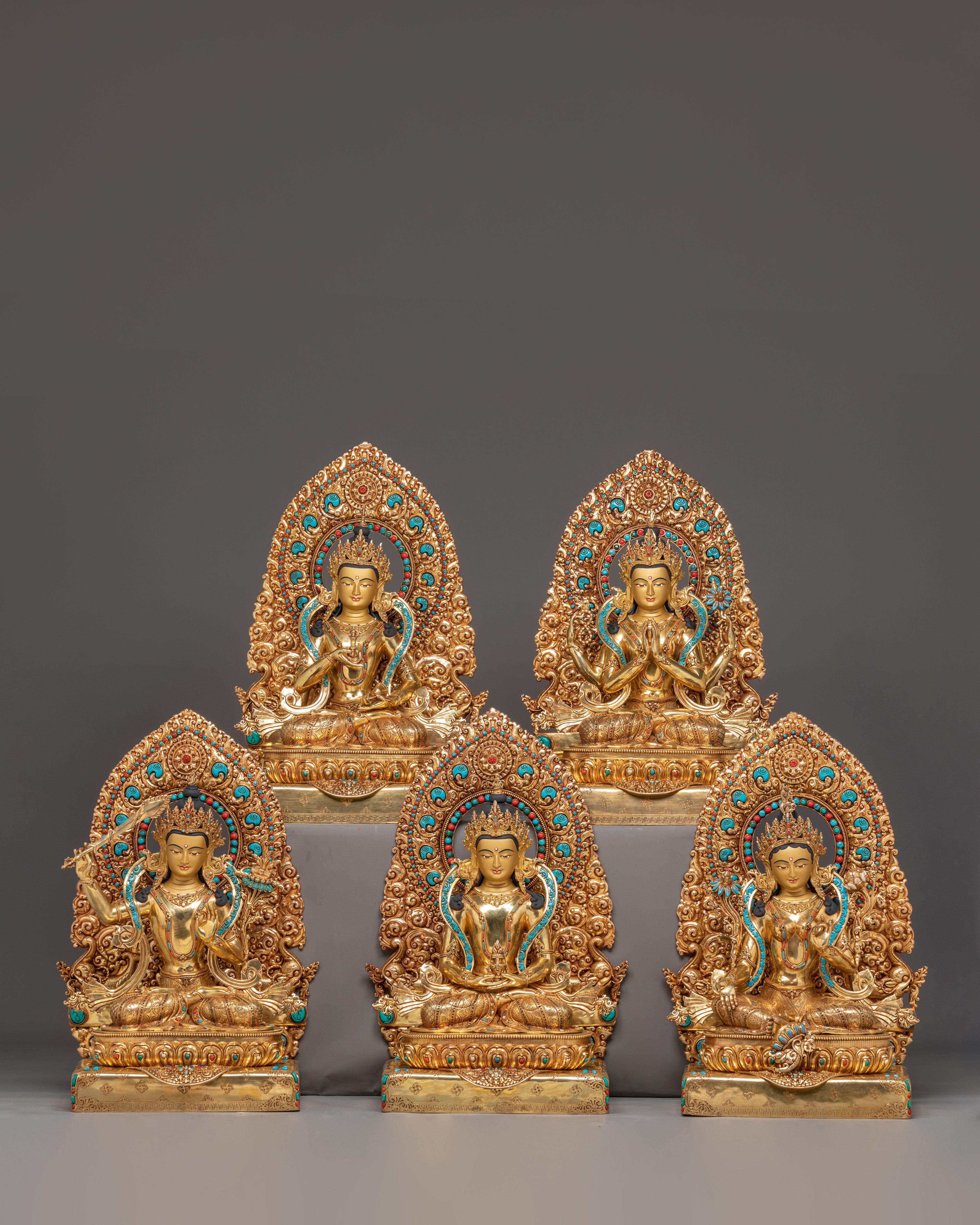 Golden Handmade Bodhisattva Set Statue